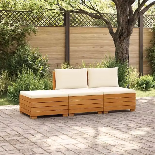 Set di divani da esterno-Sofa da giardino con cuscino 3 Pezzo Marrone 329586