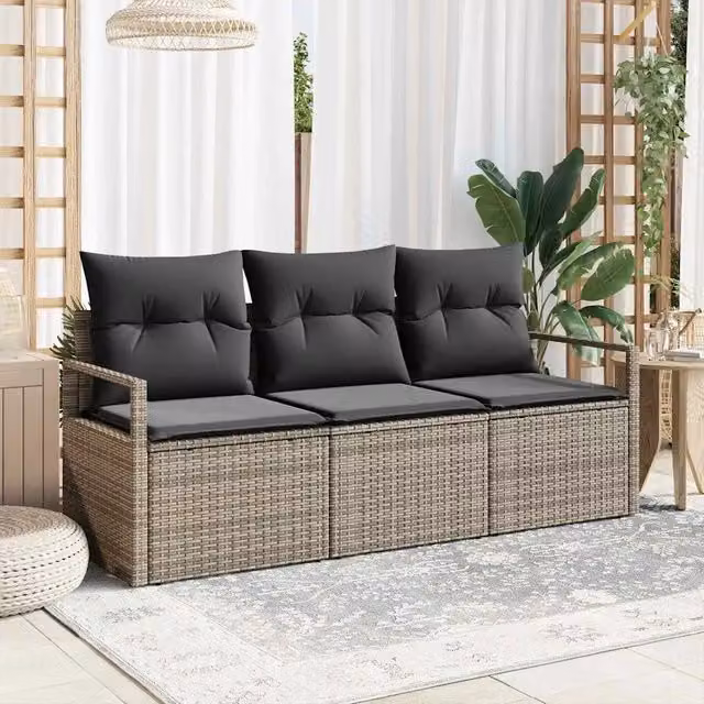 Set Divano da Giardino 3 pz Grigio polyrattan 3354908