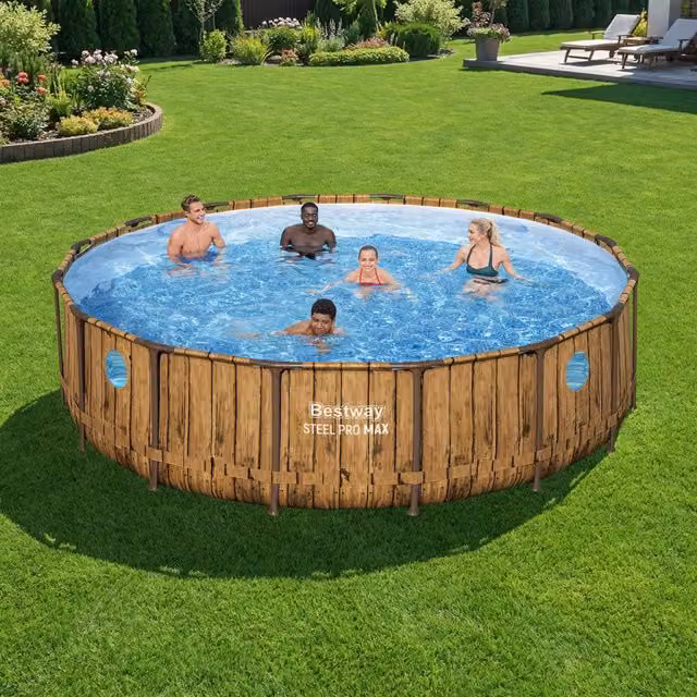 Piscina fuori terra rotonda Bestway Steel Pro Max blu con struttura in acciaio, Diametro: 488 cm, Altezza: 122 cm
