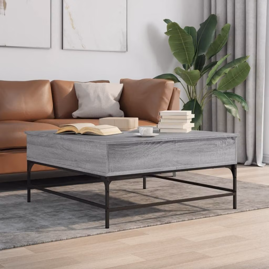 Maison Exclusive - Tavolino Grigio Sonoma 95x95x45 cm Legno Multistrato e Metallo