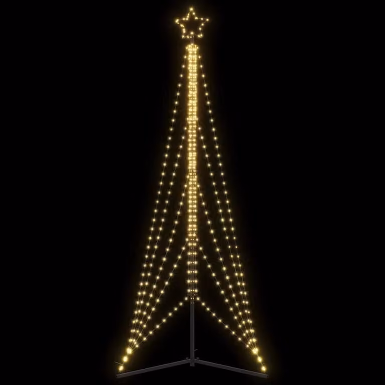 Albero di Natale con 525 LED vidaXL, luce bianco caldo e decorazione a stella, Altezza: 300 cm