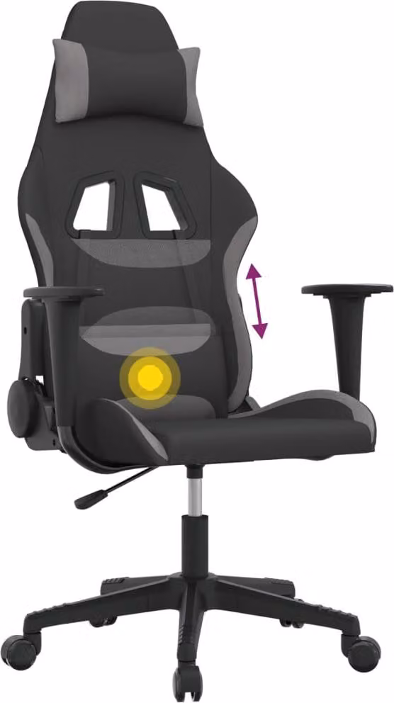 Sedia da Gaming Nero e Grigio Chiaro in Tessuto