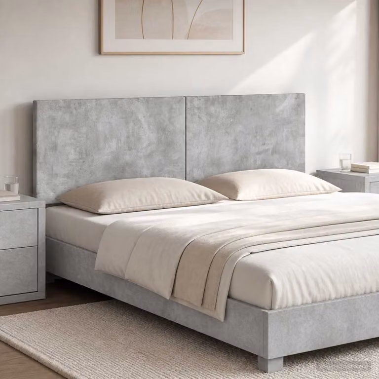 Testiera da muro vidaXL BREDA con ripiano integrato e pannello imbottito in tessuto, Grigio, L: 199,5 cm, H: 50,0 cm, P: 17,4 cm