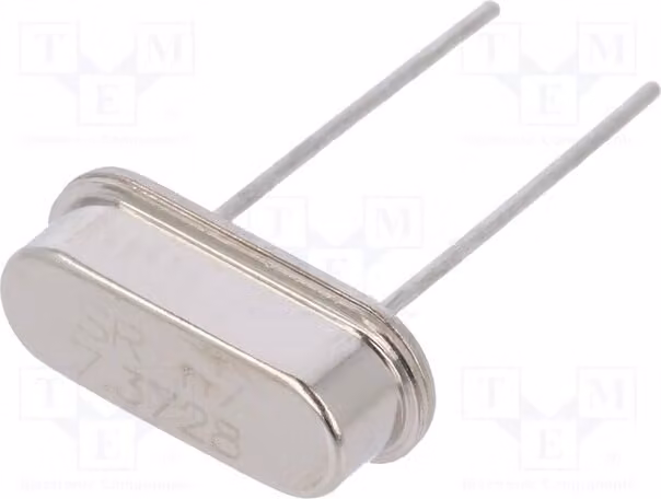 2 x Risonatore: Quarzo 30 ppm, 7,3728 MHz, 20 pF, montaggio a foro passante (THT), HC49-S, 7.3728M-49S-SR, risonatore al quarzo