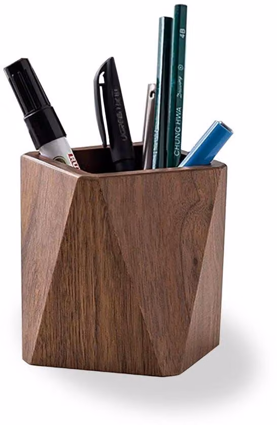 Organizer in legno fatto a mano, accessorio da ufficio, nero, legno, per articoli da ufficio, pennelli da trucco, uffici