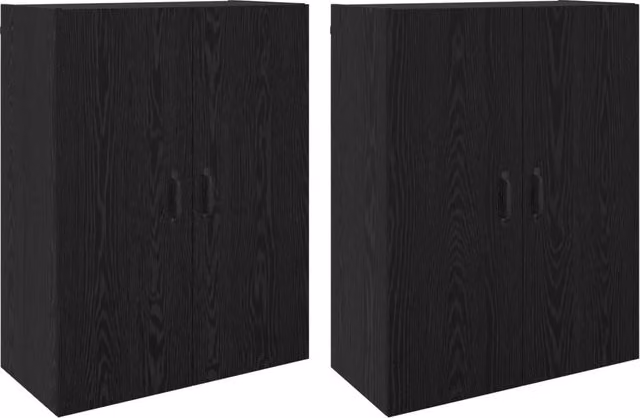 Armadietto a Muro | Mobiletto a muro 2 pz Rovere Nero 69,5 x 34 x 90 cm