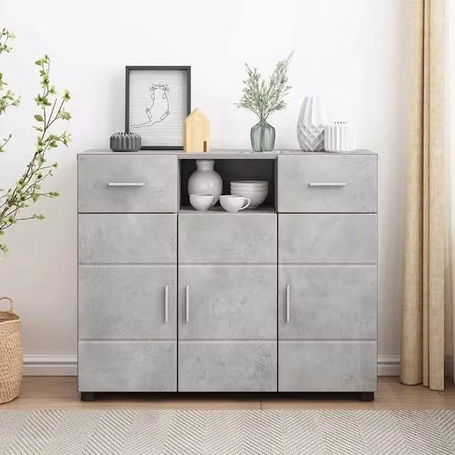 Credenza Buffet da cucina moderna vidaXL in legno, Grigio, L 88,5 x P 30,5 x H 73 cm