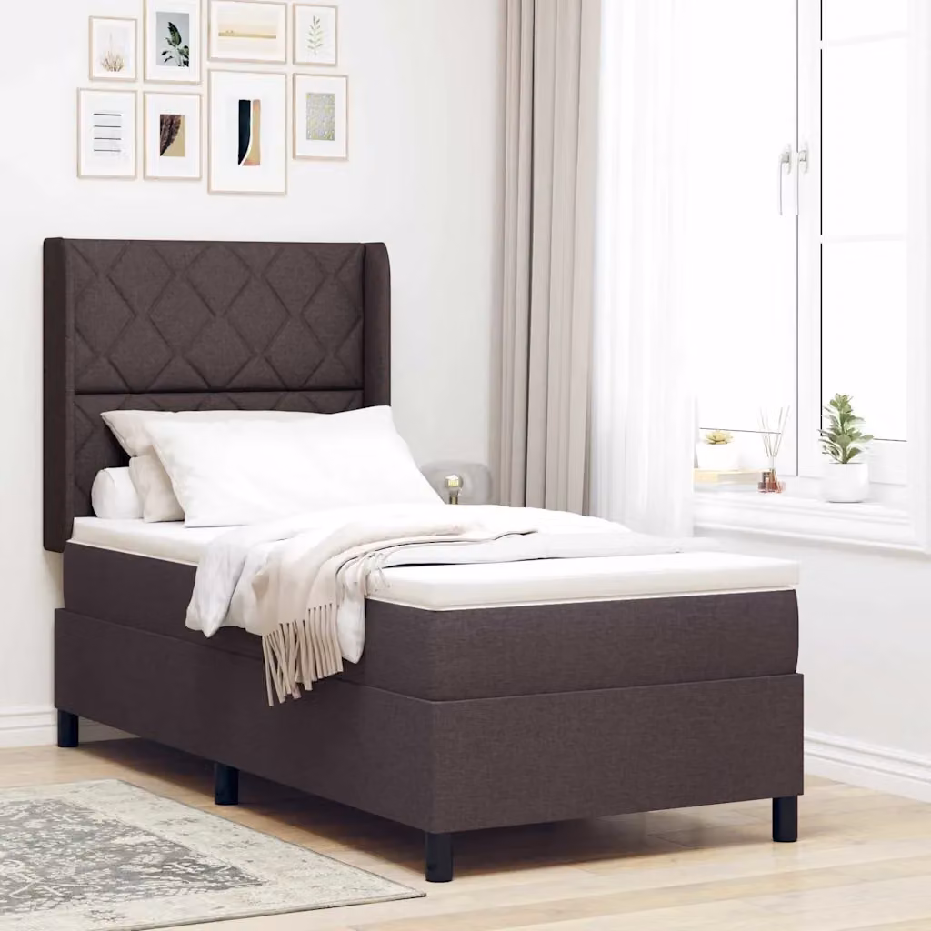 Letto ibrido con materasso vidaXL in tessuto Marrone, L 100 x P 200 cm – 1