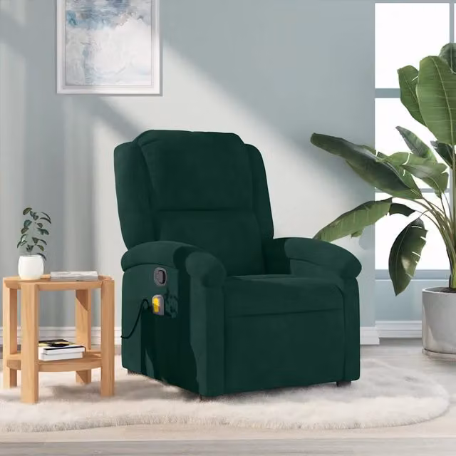 Poltrona Reclinabile Relax vidaXL in Velluto Verde con Braccioli e Regolazione Manuale – 1