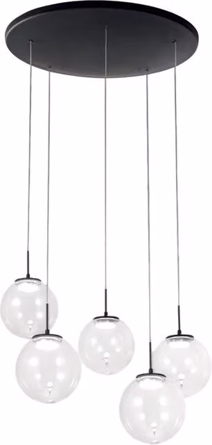 Ariel Fabas Luce Lampada a sospensione circolare con 5 luci LED dimmerabile Trasparente Diametro: 50 cm