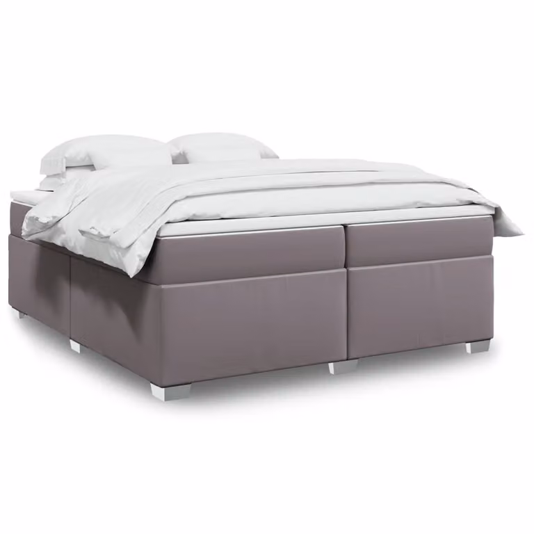 vidaXL Giroletto a Molle con Materasso in Similpelle Grigio e Bianco, L/P: 200 x 200 cm