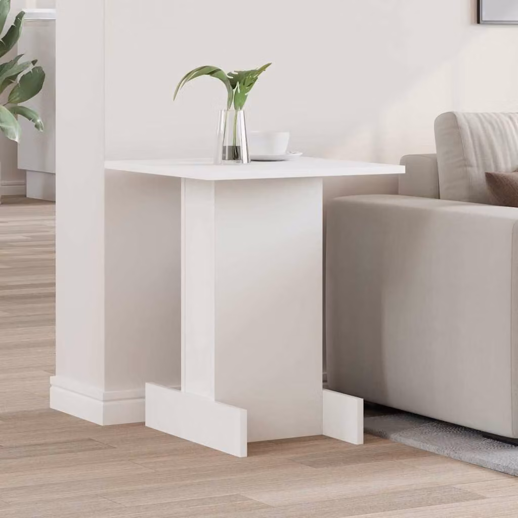 Tavolino bianco vidaXL in legno ingegnerizzato MDF, design minimalista, L 44,5 x P 45 x H 55 cm