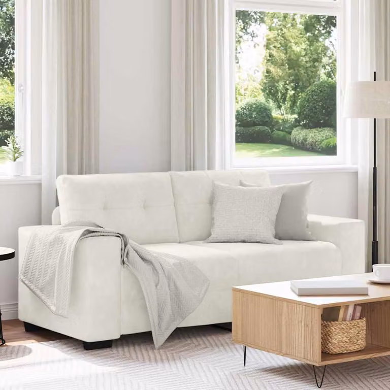 Divanetto moderno vidaXL in velluto beige con cuscini, L: 180 cm, P: 77 cm, H: 82 cm