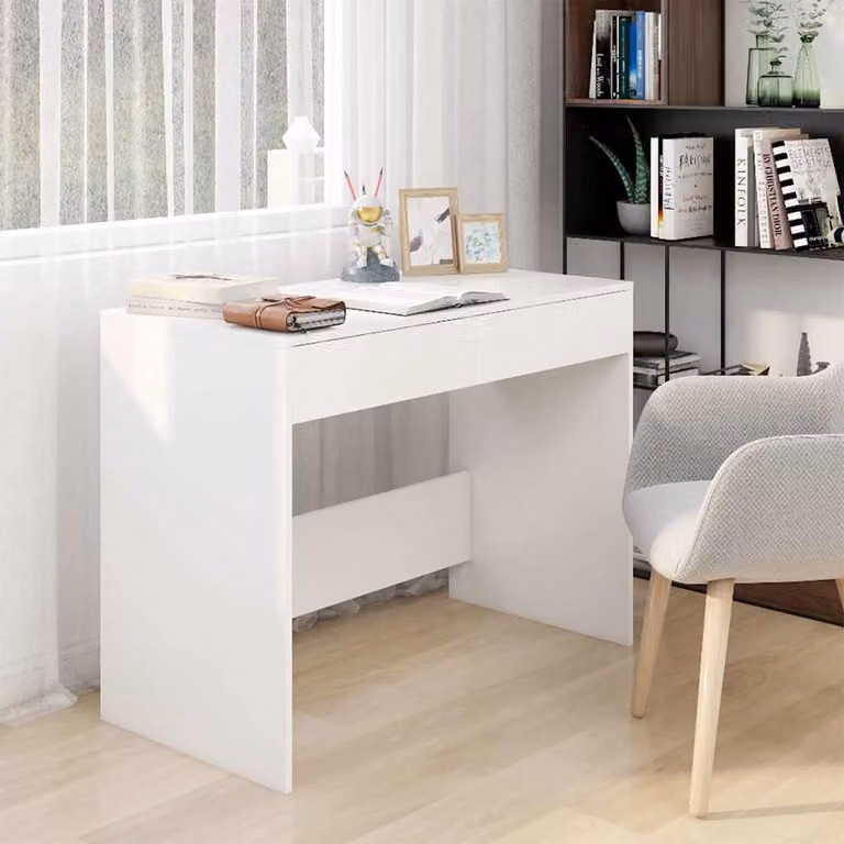 Scrivania bianca vidaXL con cassettiera in MDF laminato, L 101 x P 50 x H 76,5 cm