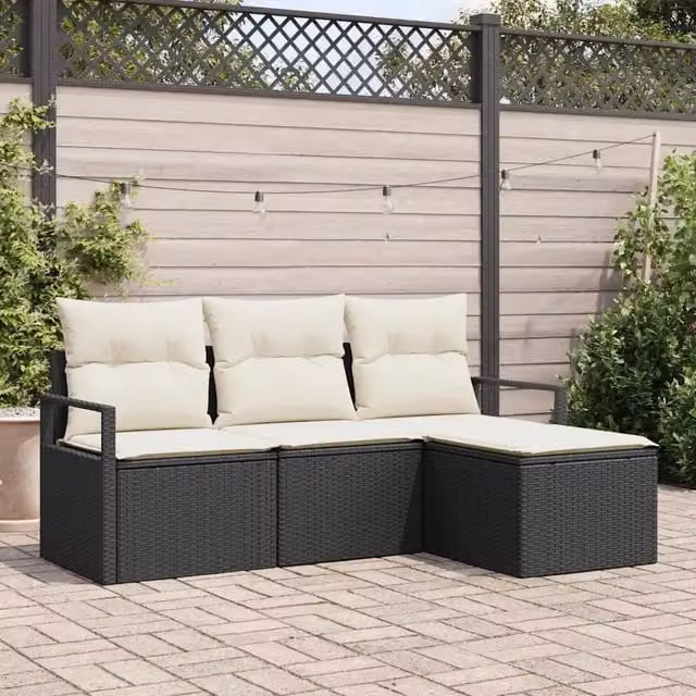 Set di divani 4 pz Nero polyrattan 3346327
