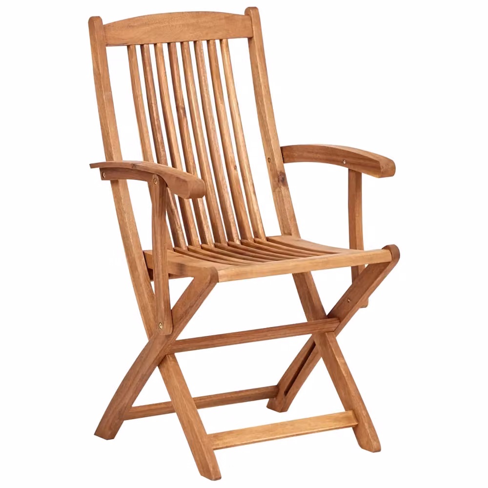 Set di 2 sedie da giardino Beliani in legno di acacia marrone con braccioli e design rustico pieghevole – 2