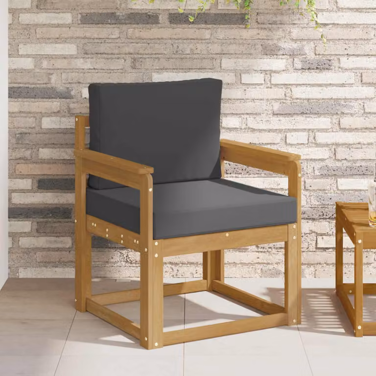 Divano da esterno moderno vidaXL in legno di acacia con cuscini bianchi e antracite