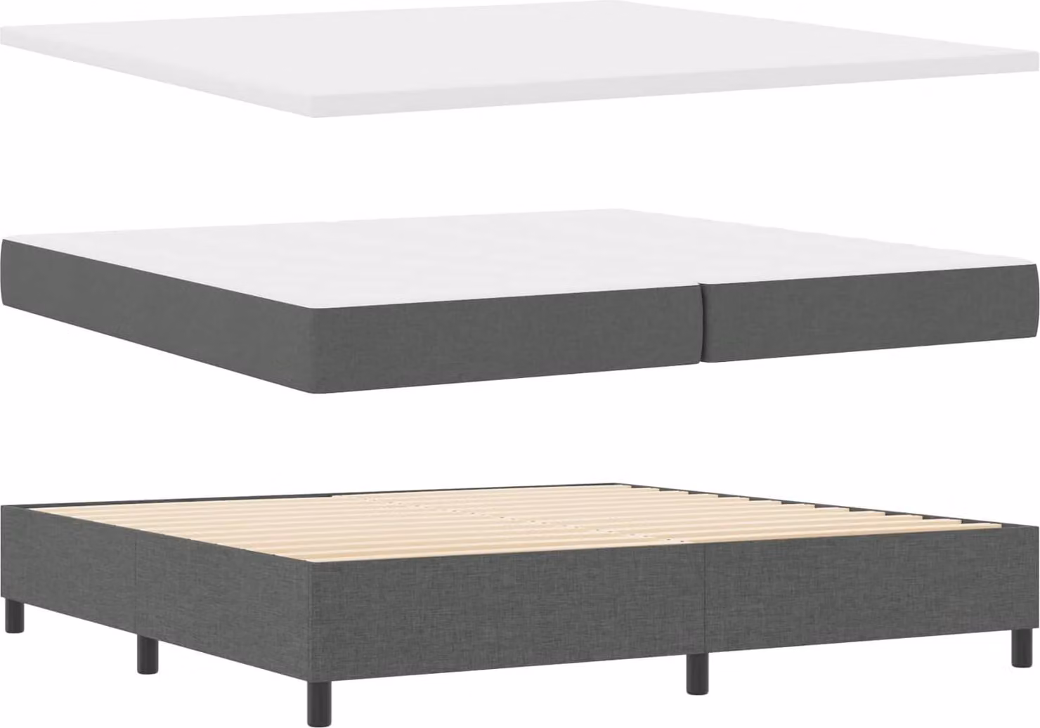 Maison Exclusive - Letto boxspring con testiera grigio scuro 200 x 200 cm in tessuto