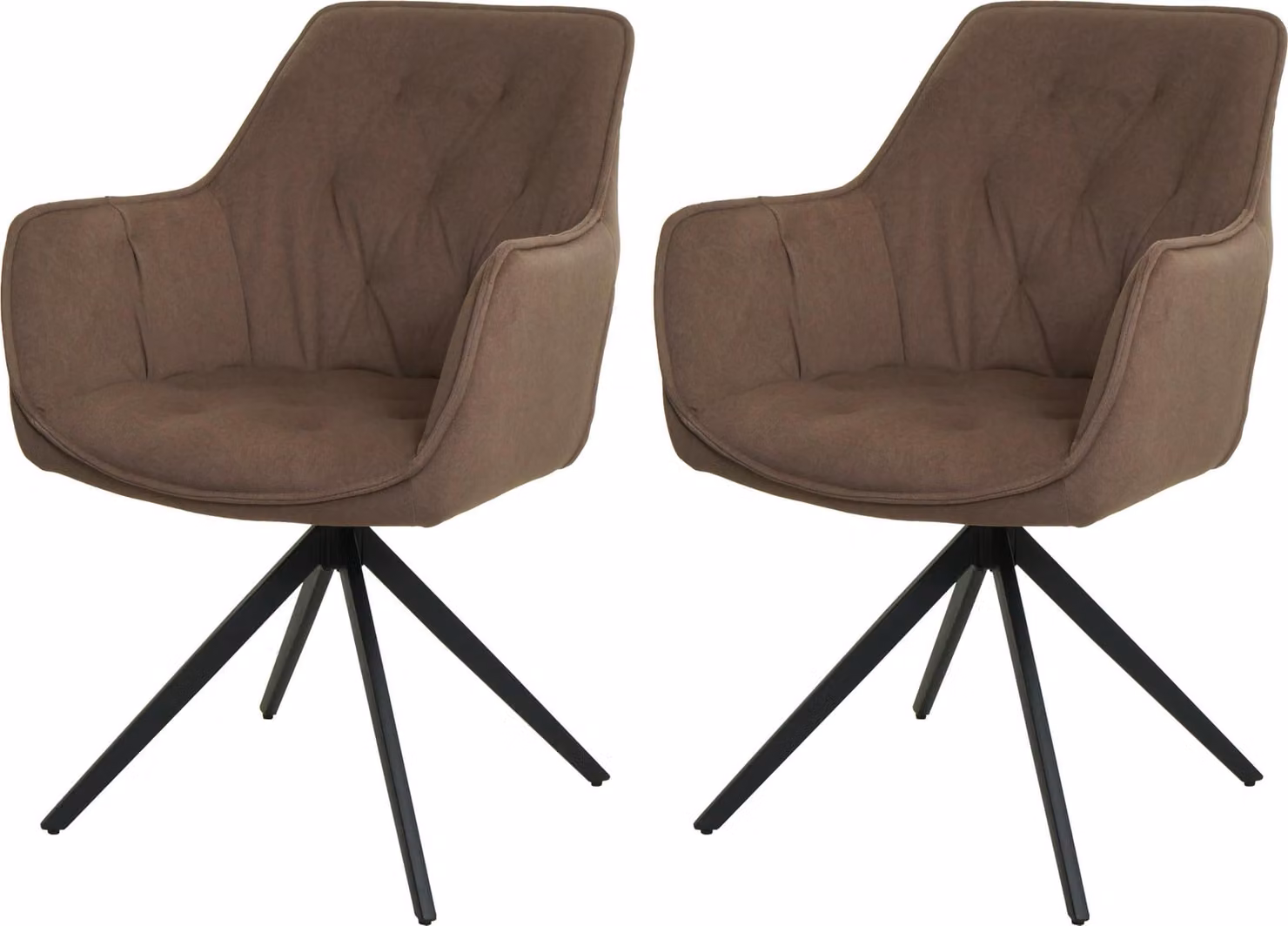 Set di 2 sedie da sala da pranzo | A x L x P 87 x 55 x 60 cm | Altezza seduta 48 cm | Metallo Tessuto/Tessuto | Marrone | Sedia da cucina Sedia imbottita Sedia con braccioli