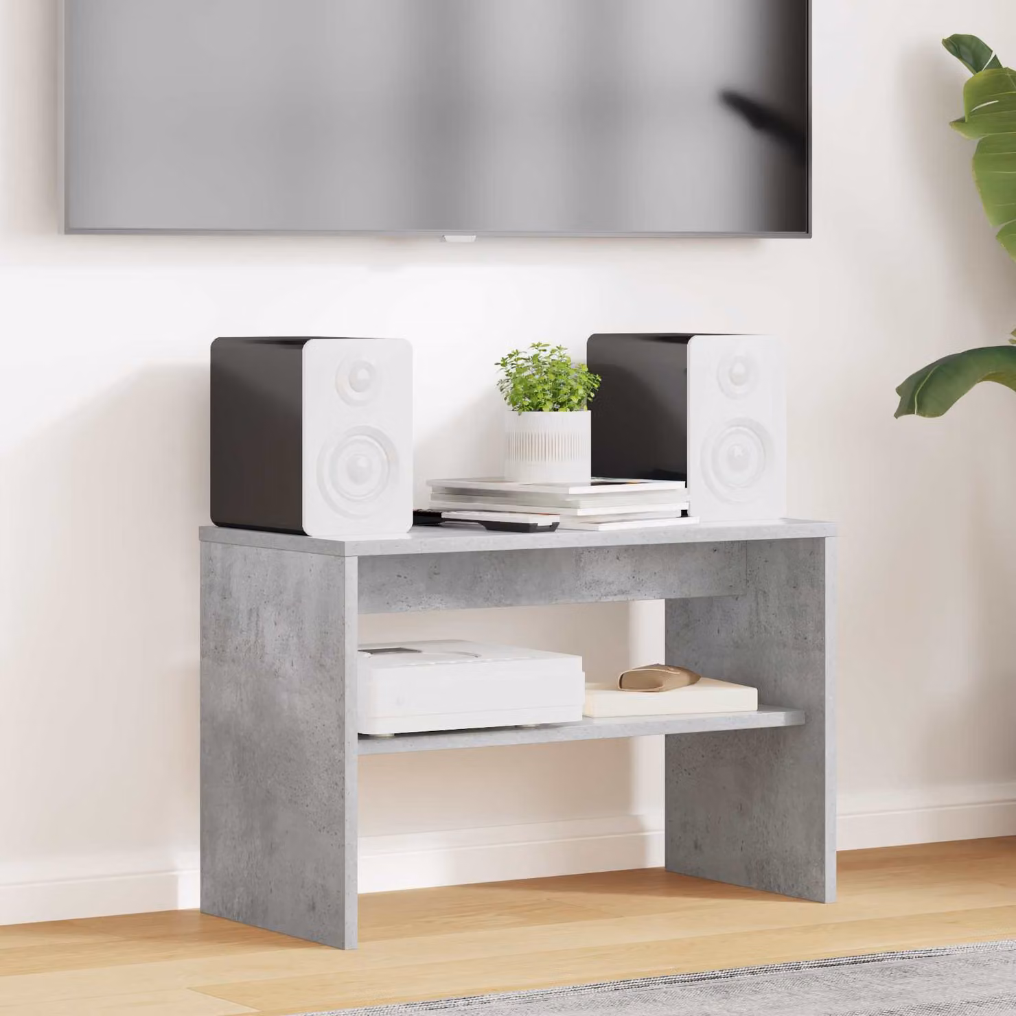 Mobile TV moderno vidaXL in legno ingegnerizzato, Grigio cemento, L 60 x P 30 x H 40 cm
