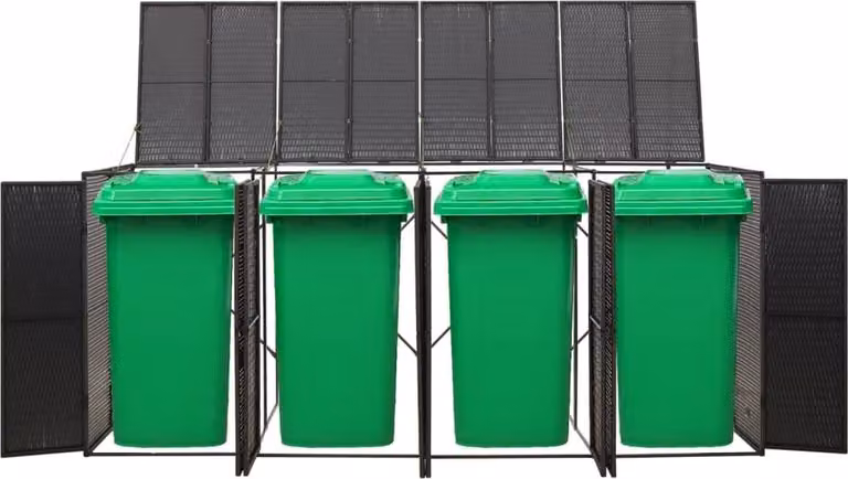 Copribidone Quadruplo Nero 274x80x117 cm in Polyrattan