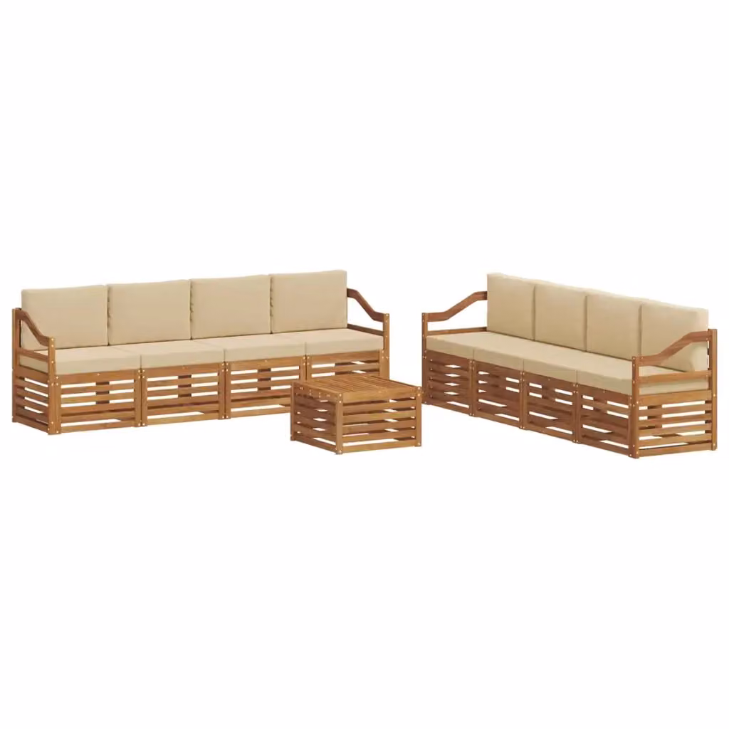Set di mobili da esterno vidaXL in legno di acacia con divano a 3 posti, tavolino da caffè e cuscini, colore beige – 2