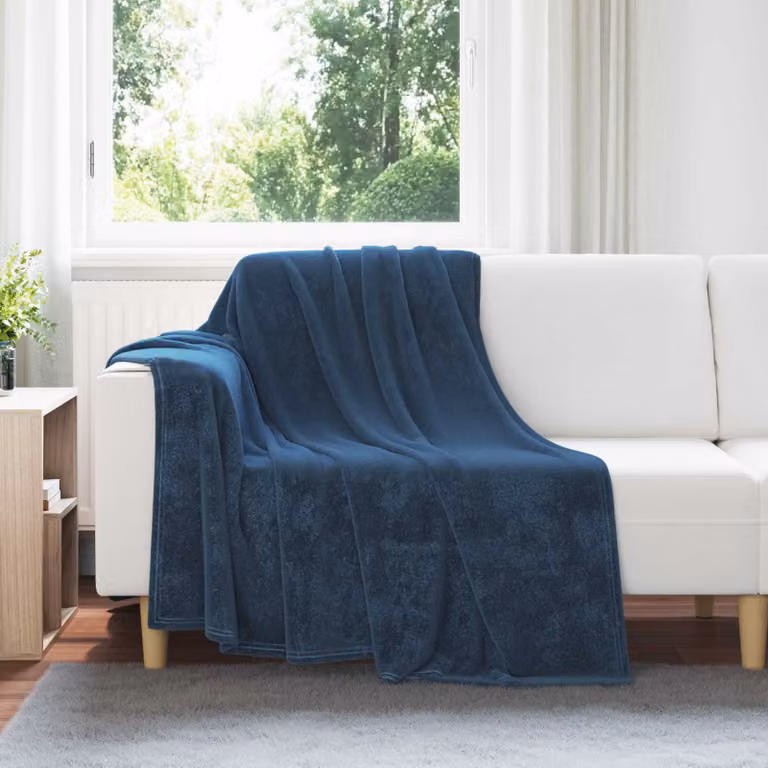Coperta in pile blu vidaXL L: 150 cm, P: 200 cm