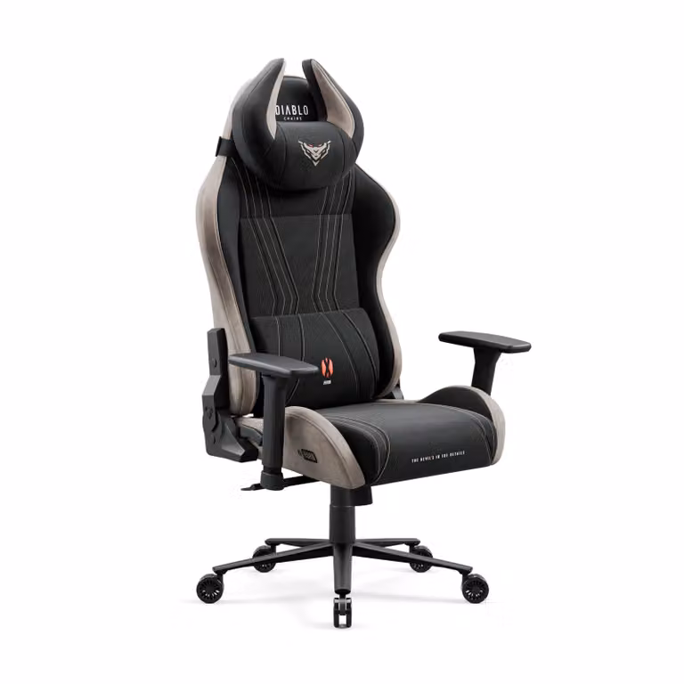 Diablo X-Horn 2.0 sedia da gioco Rivestimento in tessuto Sedia da ufficio Sedia da ufficio Braccioli 3D Funzione dondolo Cuscino lombare Poggiatesta