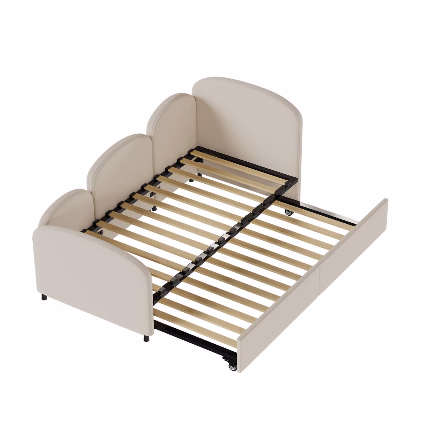 Divano Letto Gomyway con Cassetti in Velluto Beige per Camera da Letto e Soggiorno L/P: 90 x 200 cm – 2