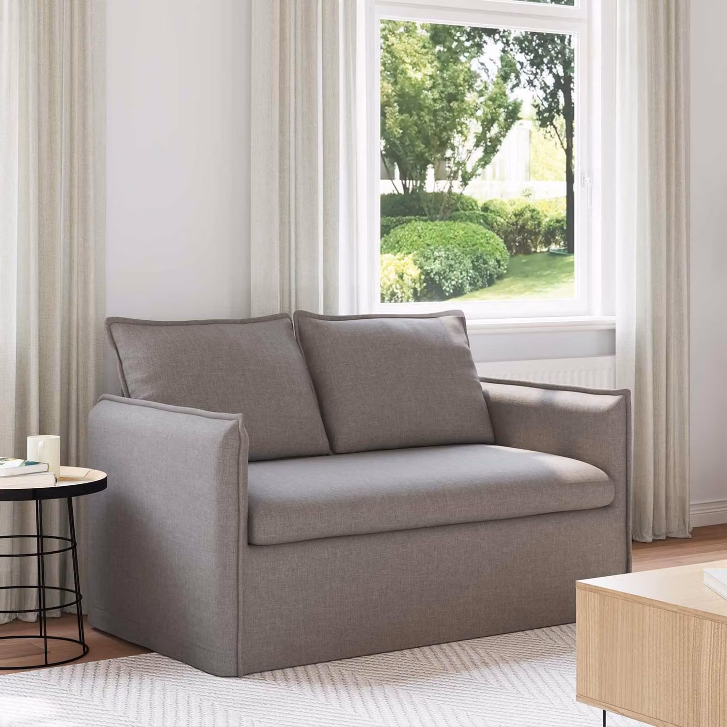 Divano Talpa vidaXL in tessuto moderno con coperture rimovibili, L: 136 cm, P: 82 cm, H: 85 cm – 1