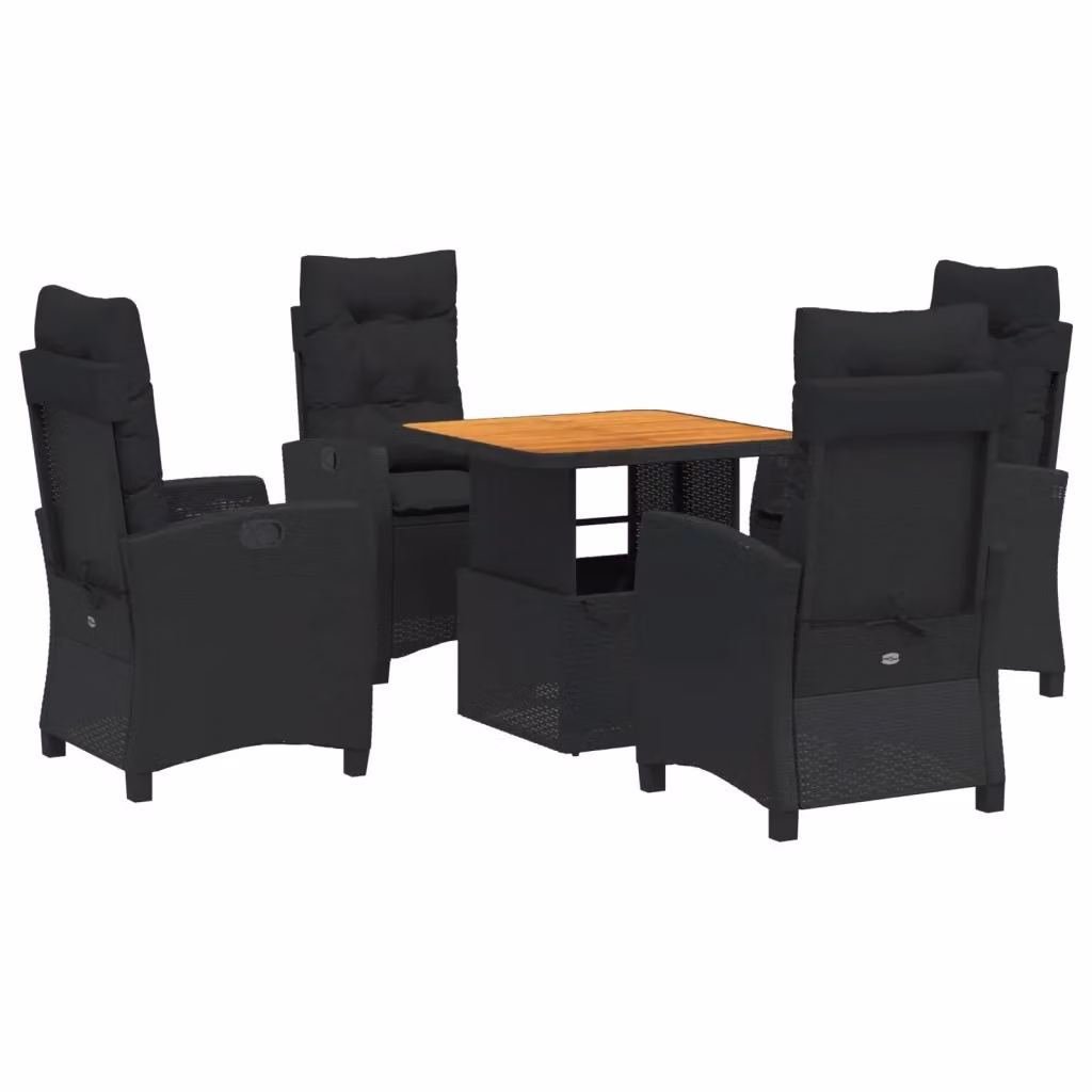 Set da pranzo da giardino moderno vidaXL in legno di acacia oliato nero e marrone con meccanismo regolabile in altezza – 2