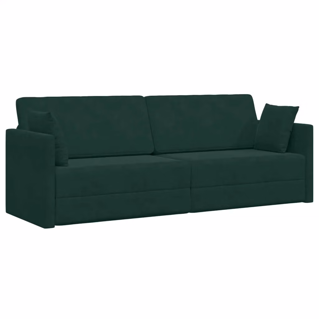 Divano-letto da pavimento vidaXL in velluto verde con funzione letto e cuscini inclusi L: 213 cm, P: 70 cm, H: 77 cm – 2