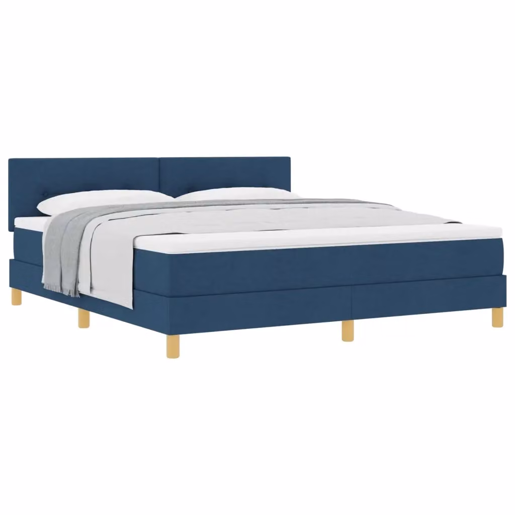 Letto Ibrido con Testiera e Cuscino vidaXL in Tessuto Blu L: 180 cm, P: 200 cm, H: 280 cm – 2