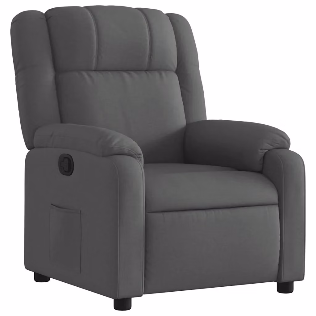 Poltrona reclinabile relax in tessuto grigio con braccioli e struttura in metallo e composito – 2