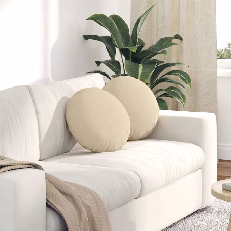 Set di 2 cuscini per seduta rotondi vidaXL in tessuto beige, Ø 40 x 13 cm
