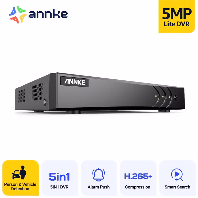 Registratore video per sistemi di sorveglianza CCTV, 16 canali, DVR ibrido 5-in-1, con rilevamento di persone e veicoli tramite intelligenza artificiale