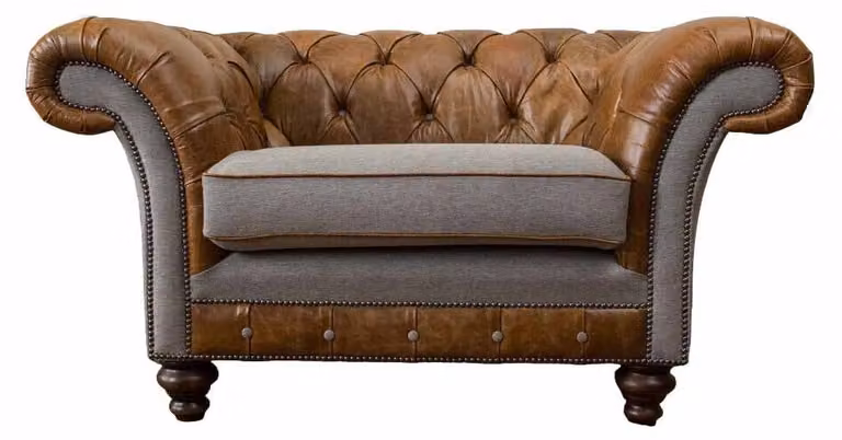 Design Chesterfield Sessel 1 Sitzer Couch Luxus Klassische Textil Sofas