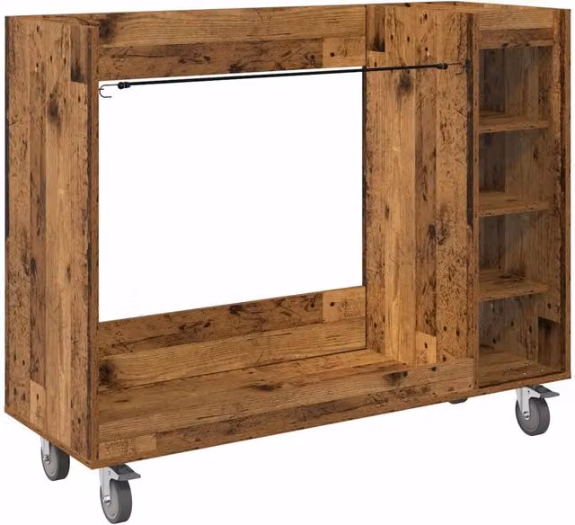 Armadio per Golf DESIGN IN in Legno Vecchio Marrone con Ruote, L: 120 cm, P: 45 cm, H: 98 cm – 1