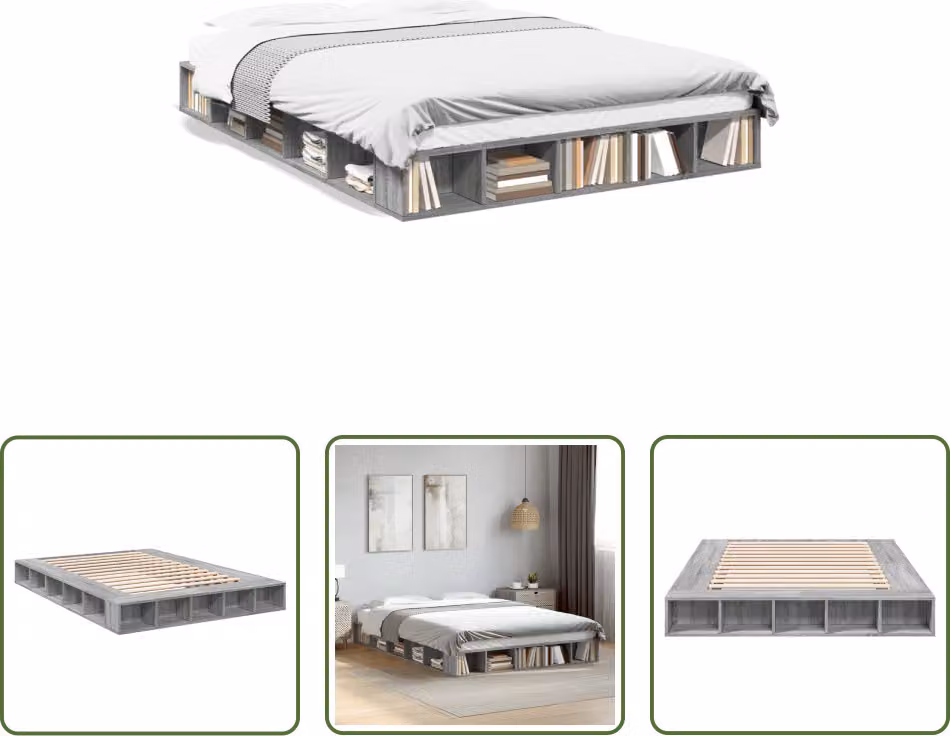 The Living Store Giroletto grigio Sonoma 140x200 cm in materiale ligneo