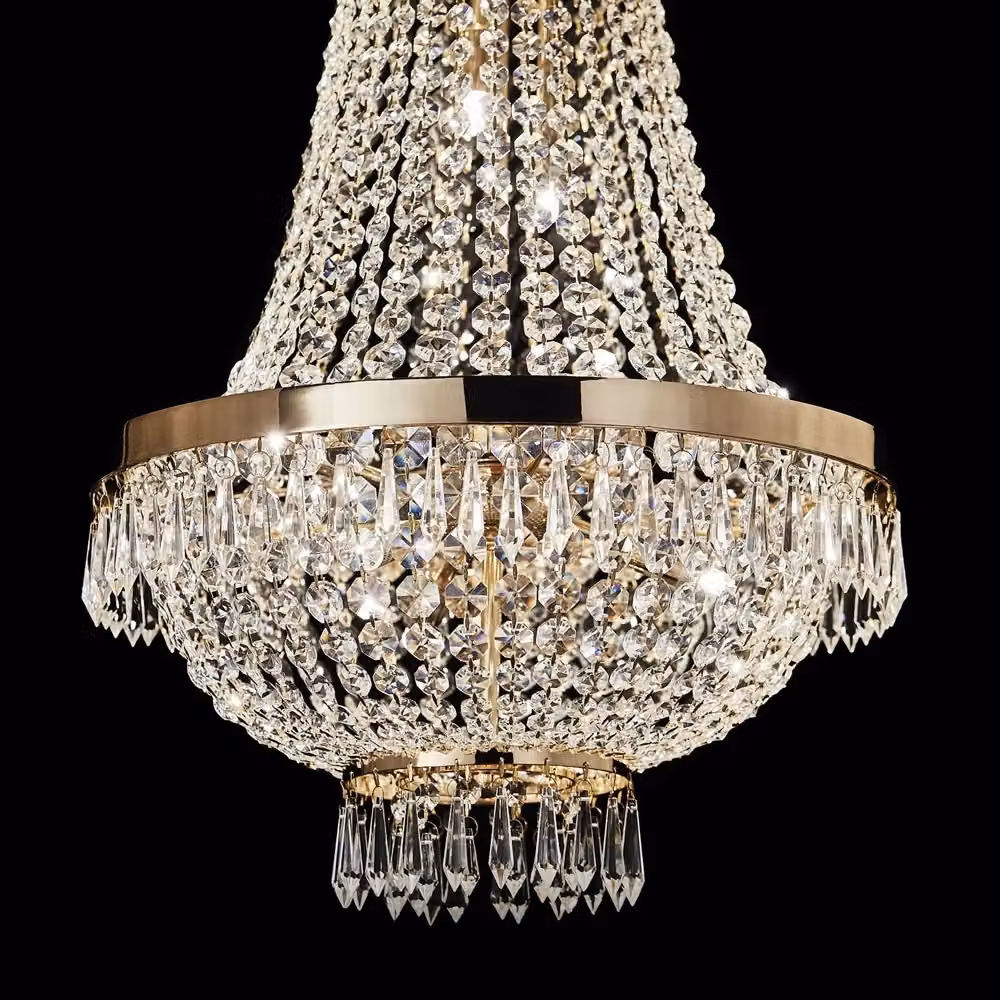 Lampadario Classico Caesar IDEAL LUX in Metallo e Cristallo Oro con 9 Luci G9 Luce Calda – 2