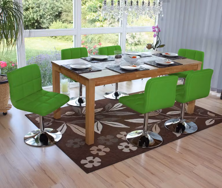 set di 6 sedie da pranzo Sedia girevole Sedia Kavala in Pelle finta cromata ~ verde