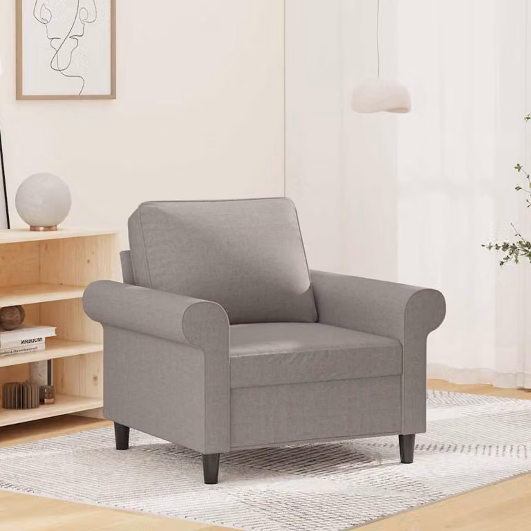 Poltrona moderna vidaXL in tessuto grigio con braccioli per soggiorno