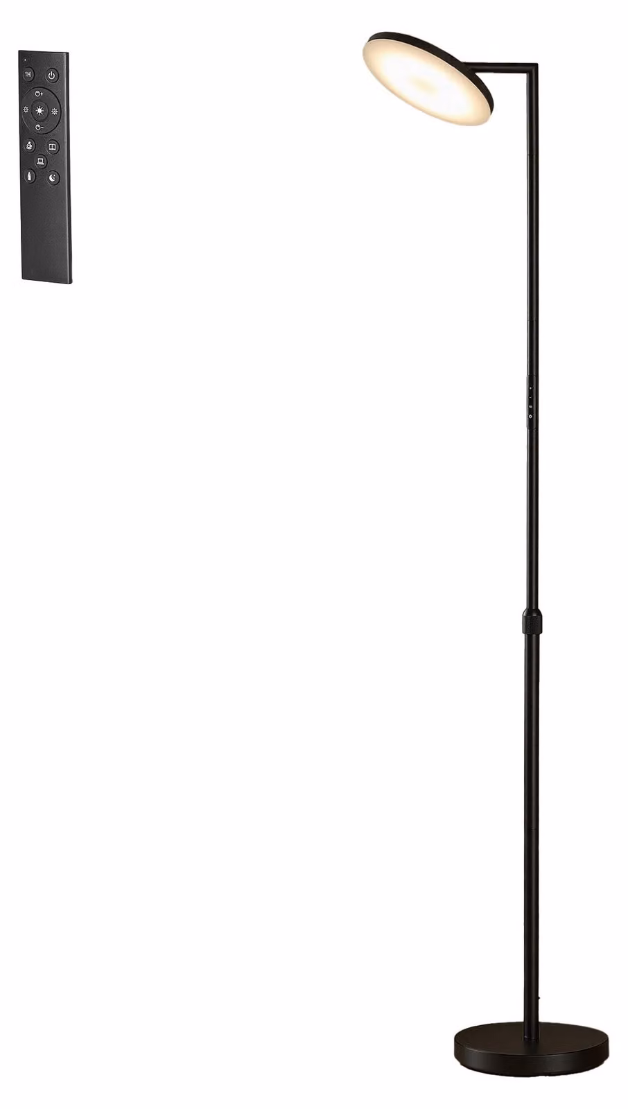Lampada da terra LED, regolabile, con testa orientabile e timer | Colore: nero | Dimensioni: 25x25x148-176 cm