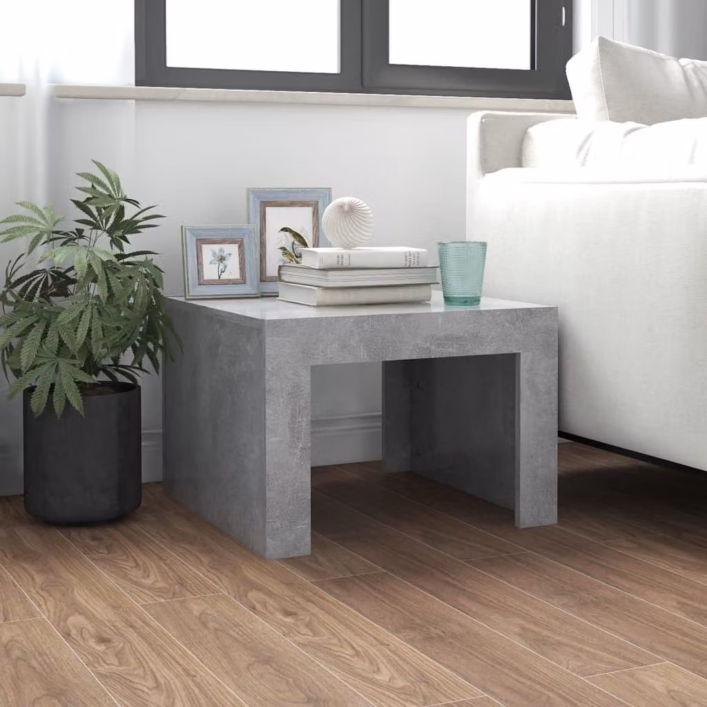 vidaXL Tavolino da caffè grigio cemento 50x50x35 cm Materiale a base di legno - Tavolino da caffè - Tavoli da caffè - Tavolo da divano - Tavoli da divano