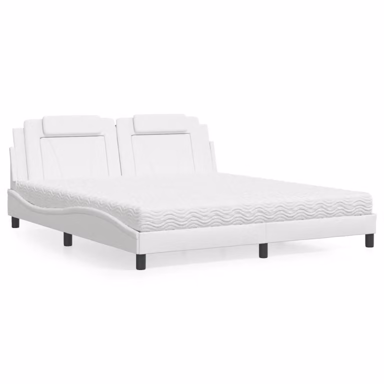 Letto Viana vidaXL con Materasso in Similpelle Bianco L/P: 180 x 200 cm