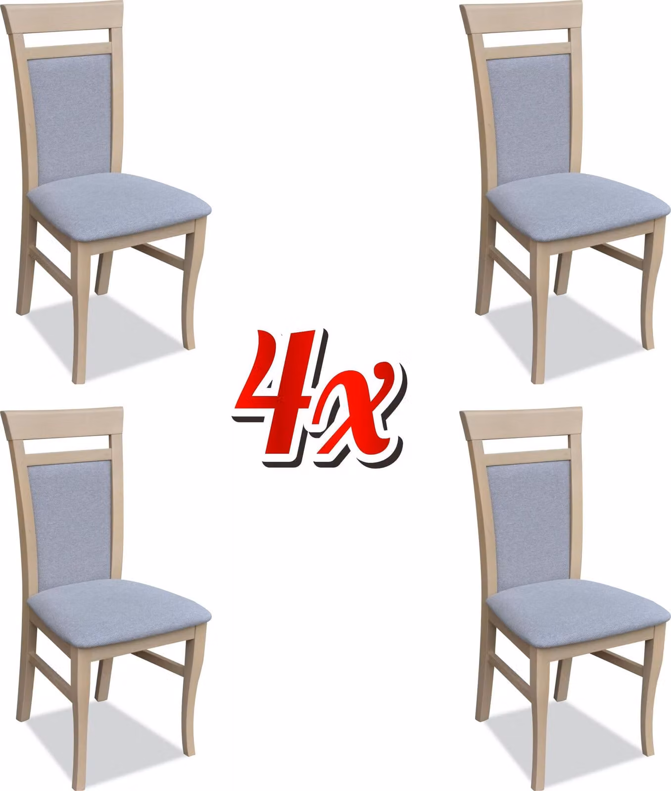 Set 4x Design Stuhl Textil Lehnstuhl Polster Stühle Gastro Esszimmer Holz Stoff