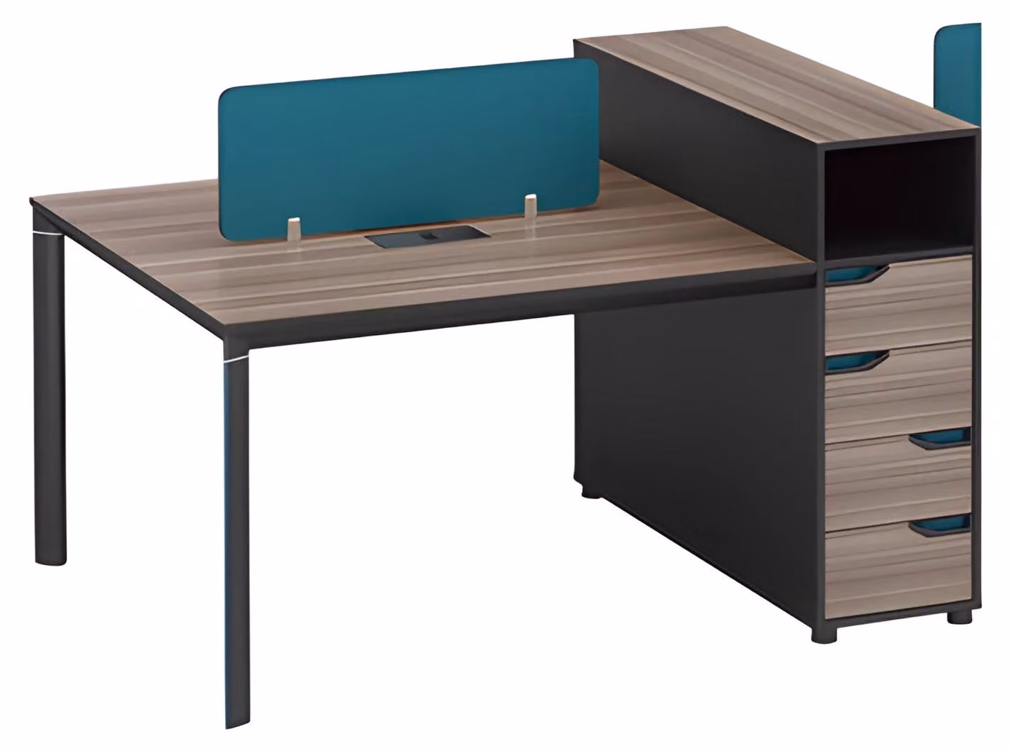 Moderner Schreibtisch mit Stauraum Trennwand und Holzoptik für Büroarbeit