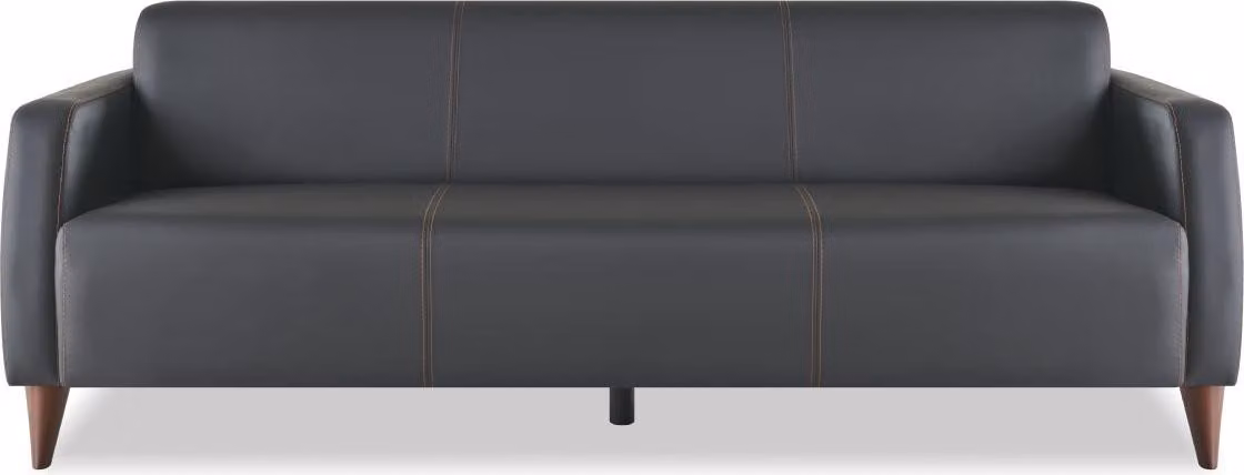 Ledersofa 3-Sitzer Sofa Schwarz Leder Holz Modern Vielseitig Weiche