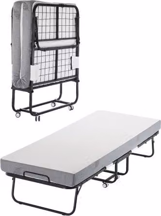 Letto Pieghevole Singolo VEVOR con Materasso in Memory Foam Bianco, Struttura in Metallo per Adulti L: 190 cm, L: 90 cm, H: 17,7 cm