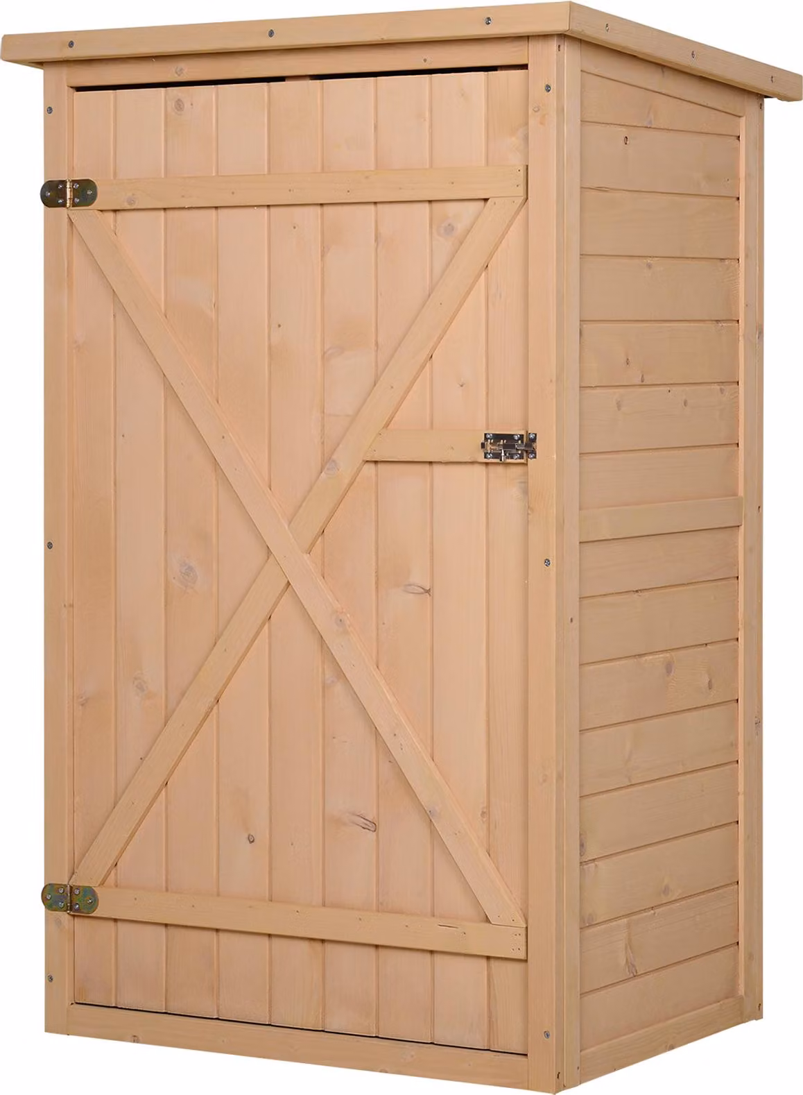 Moonbite, capanno per attrezzi di 75x56x115 cm con 2 ripiani, struttura compatta in legno con verniciatura resistente agli agenti atmosferici, porta con serratura, tetto inclinato, legno, legno naturale